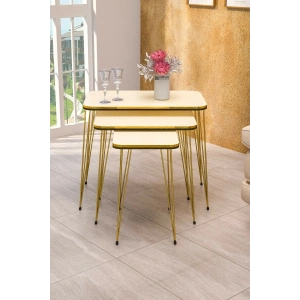 USLUCAN ALIŞVERİŞ Zigon Sehpa Kr Çift Gold Krem Tel  1030