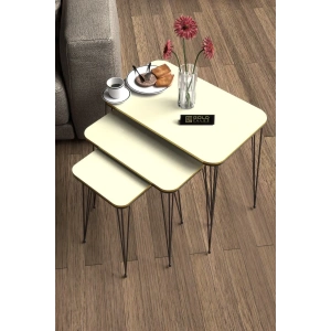 USLUCAN ALIŞVERİŞ Zigon Sehpa Kr Çift Krem Tel Siyah Ayak