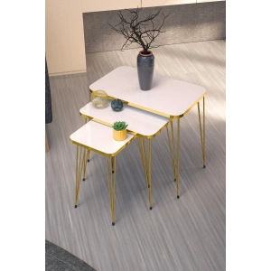 USLUCAN ALIŞVERİŞ Zigon Sehpa Kr Gold Beyaz Tel