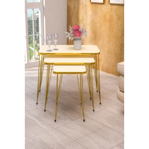 USLUCAN ALIŞVERİŞ Zigon Sehpa Kr Gold Krem Tel