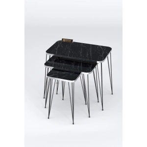 USLUCAN ALIŞVERİŞ Zigon Sehpa Kr Gümüş Bendir Tel Siyah Ayak