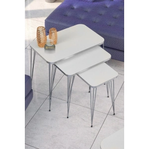 USLUCAN ALIŞVERİŞ Zigon Sehpa Kr Gümüş Beyaz Tel