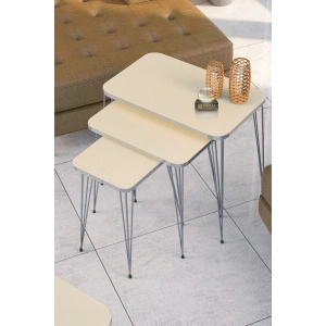 USLUCAN ALIŞVERİŞ Zigon Sehpa Kr Gümüş Krem Tel