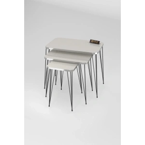 USLUCAN ALIŞVERİŞ Zigon Sehpa Kr Gümüş Krem Tel Siyah Ayak