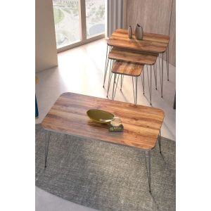 USLUCAN ALIŞVERİŞ Zigon Sehpa Kr Ve Orta Sehpa Kr Set Gümüş Ceviz Tel