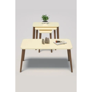 USLUCAN ALIŞVERİŞ Zigon Sehpa Kr Ve Orta Sehpa Kr Torna Set Krem