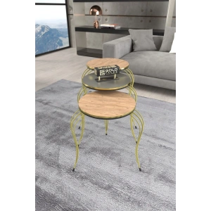 USLUCAN ALIŞVERİŞ ZİGON SEHPA LÜKENS ÇİFT GOLD ANTRASİT CEVİZ