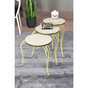 USLUCAN ALIŞVERİŞ ZİGON SEHPA LÜKENS ÇİFT GOLD KREM