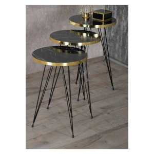 USLUCAN ALIŞVERİŞ Zigon Sehpa Siyah Ayak Altın Bendir Tel