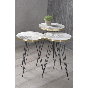 USLUCAN ALIŞVERİŞ Zigon Sehpa Siyah Tel Ayak Altın Efes 1052