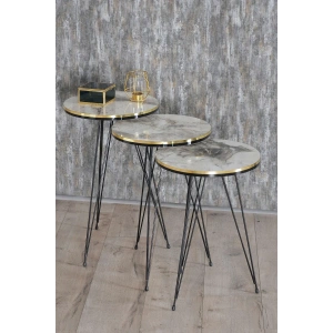 USLUCAN ALIŞVERİŞ Zigon Sehpa Siyah Tel Ayak Çift Altın Efes