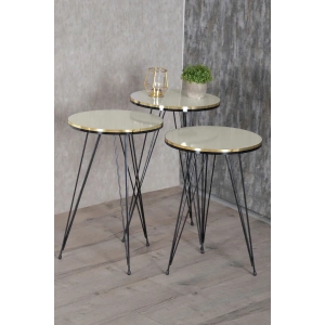 USLUCAN ALIŞVERİŞ Zigon Sehpa Siyah Tel Ayak Çift Altın Krem