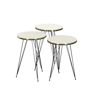 USLUCAN ALIŞVERİŞ Zigon Sehpa Siyah Tel Ayak Çift Altın Krem 1047