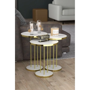 USLUCAN ALIŞVERİŞ Zigon Sehpa Terra Gold Beyaz