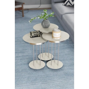 USLUCAN ALIŞVERİŞ Zigon Sehpa Terra Gümüş Krem