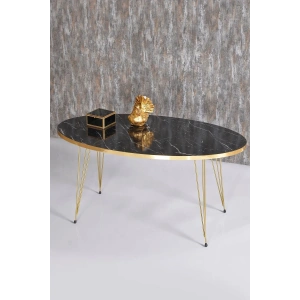 USLUCAN ALIŞVERİŞ Zigon Sehpa ve Orta Sehpa Elips Set Gold Bendir Tel