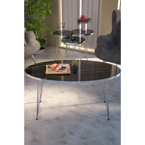 USLUCAN ALIŞVERİŞ Zigon Sehpa Ve Orta Sehpa Elips Set Gümüş Bendir Tel