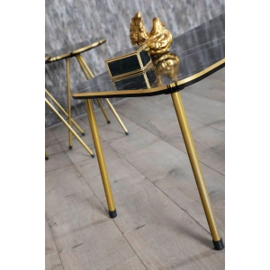 USLUCAN ALIŞVERİŞ Zigon Sehpa Ve Orta Sehpa Kr Set Çift Gold Bendir Metal