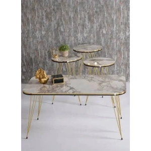 USLUCAN ALIŞVERİŞ Zigon Sehpa Ve Orta Sehpa Kr Set Çift Gold Efes Tel