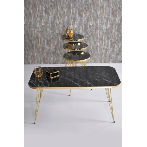 USLUCAN ALIŞVERİŞ Zigon Sehpa Ve Orta Sehpa Kr Set Gold Bendir Tel