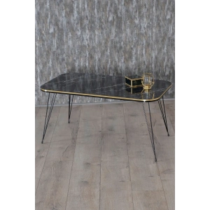 USLUCAN ALIŞVERİŞ Zigon Sehpa Ve Orta Sehpa Kr Set Siyah Tel Ayak Çift Altın Bendir