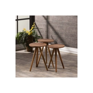 USLUCAN ALIŞVERİŞ Zigon Sehpa Ve Orta Sehpa Kr Torna Ceviz Set 3006