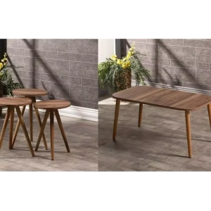 USLUCAN ALIŞVERİŞ Zigon Sehpa Ve Orta Sehpa Set Ahşap Kr Torna Ceviz