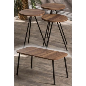 USLUCAN ALIŞVERİŞ Zigon Sehpa Ve Orta Sehpa Set Kr Metal Ceviz