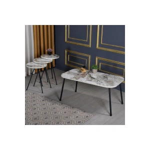 USLUCAN ALIŞVERİŞ Zigon Sehpa Ve  Orta Sehpa Set Metal Kr Efes