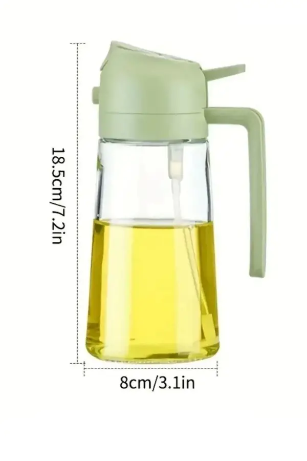 2li Çift Fonksiyonlu Cam Yağdanlık 550ml Zeytinyağı Sıvıyağ Şişesi Airfryer Sprey Yağlık Sirkelik