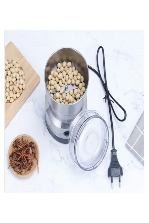 Elektrikli Kahve Ve Baharat Öğütücü Un Tahıl Fındık Pirinç Öğütücü Çok Fonksiyonlu 150w Paslanmaz