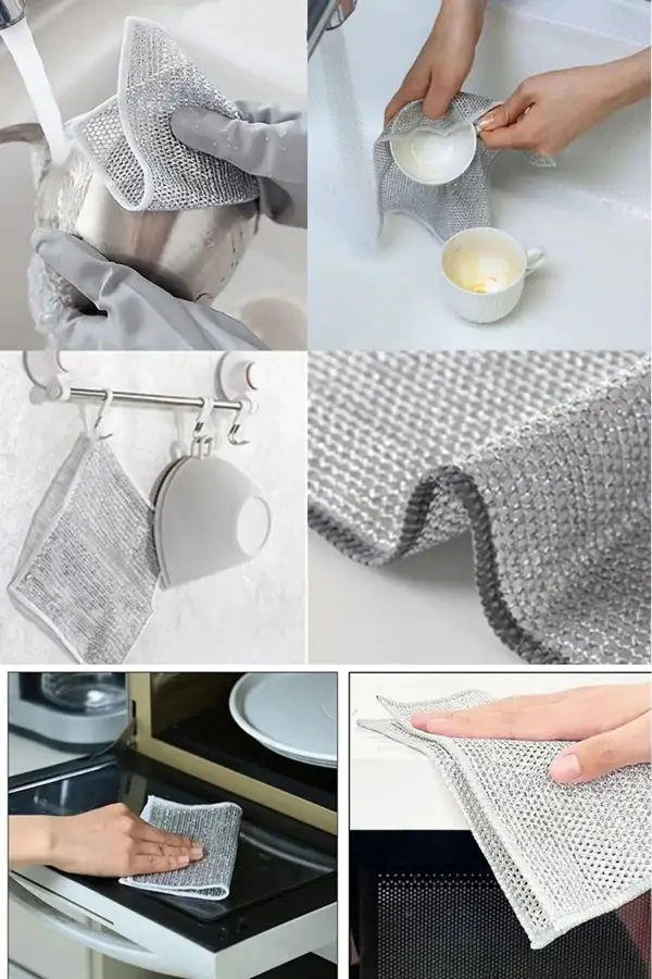 1 Adet Çift Katlı İnox Tel Bulaşık Bezi  Çok Amaçlı Temizlik Ve Ovalama Bezi