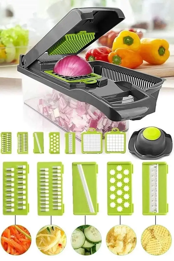304 Çelik Chopper Rendeleme Çok Fonksiyonlu 13 Parça Hazneli Sebze Doğrayıcı Dicer Dilimleyici Kesic