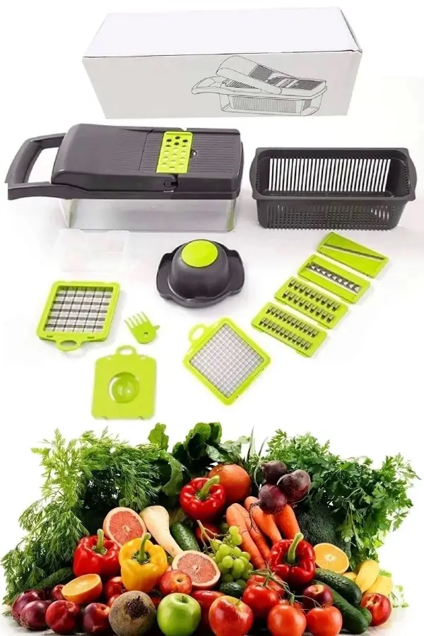 304 Çelik Chopper Rendeleme Çok Fonksiyonlu 13 Parça Hazneli Sebze Doğrayıcı Dicer Dilimleyici Kesic