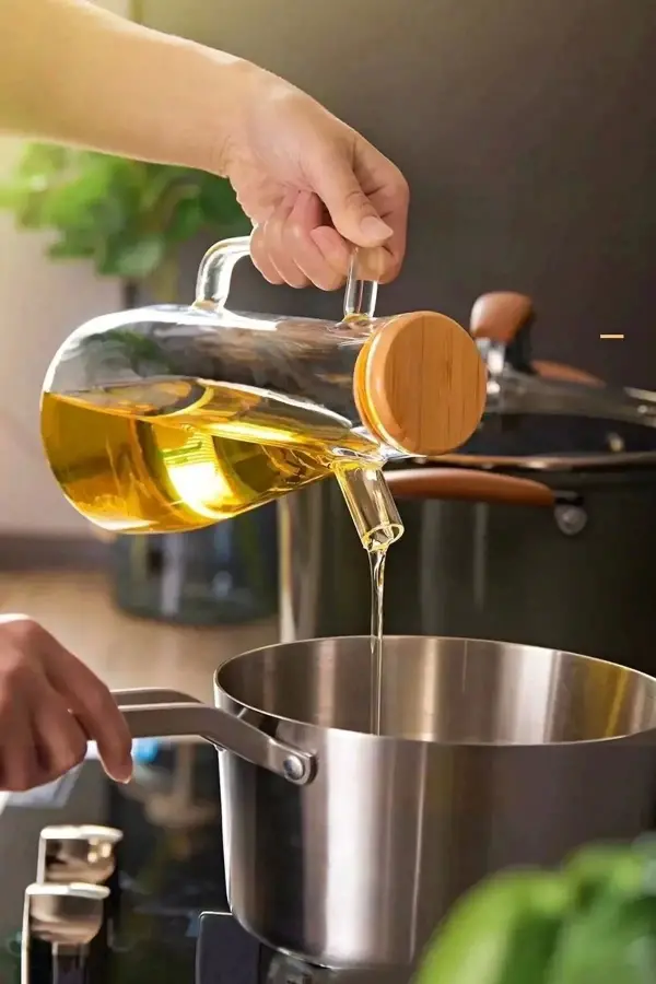 2li Bambu Kapaklı Cam Yağdanlık Vakumlu Borosilikat Cam Sirkelik Zeytinyağı