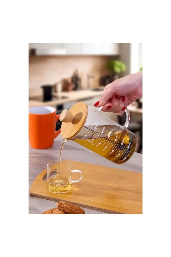 600ml Borosilikat Bambu French Press 4 Katmanlı 304 Paslanmaz Çelik Bitki Çayları Filtre Kahve Ölçü