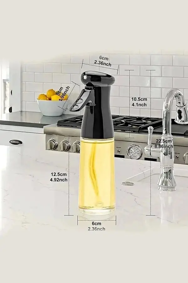 2li Büyük Sprey Yağdanlık, Airfryer Püskürtmeli Sprey Cam Şişe Ayçiçek Zeytinyağı Sirkelik Seti