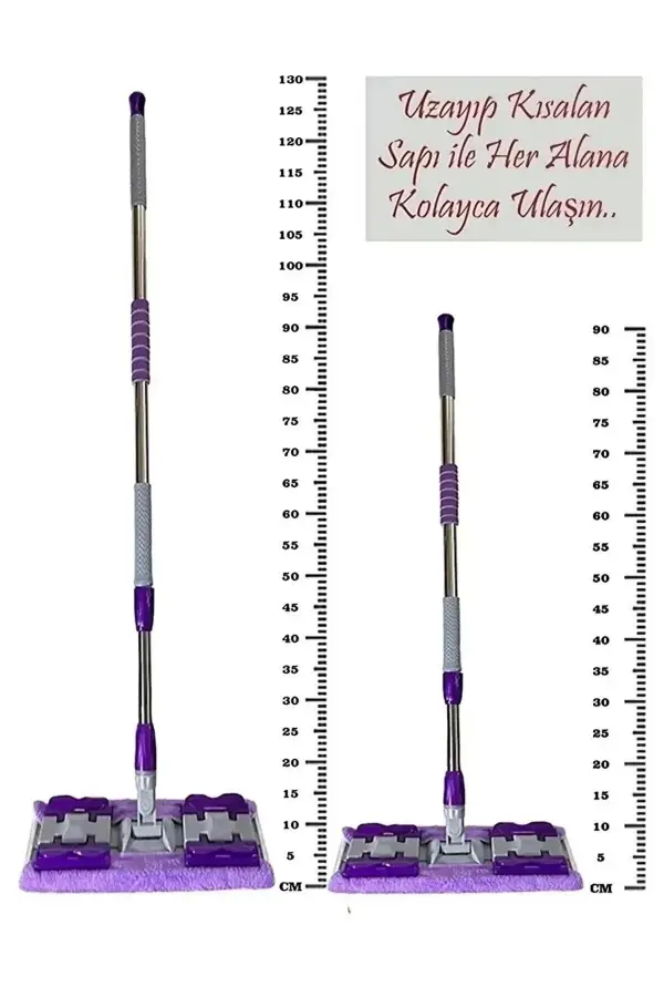 Teleskopik Mikrofiber Mop Paspas Yedek Bezli Fayans Parke Temizleyici Mop Paspas Kıskaçlı Cam Silme