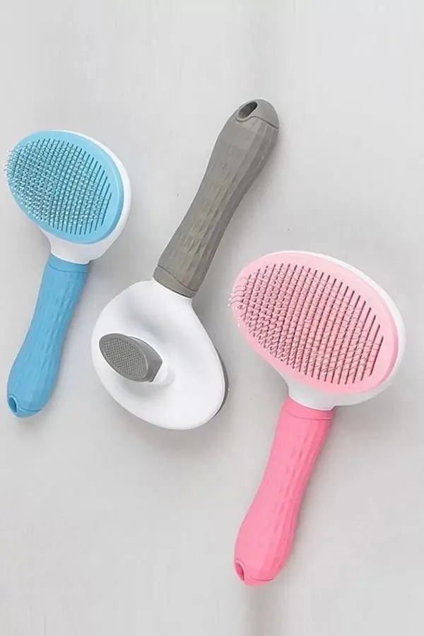 Kedi Fırça Ve Tarağı Otomatik Temizlenen Tuşlu Evcil Hayvan Köpek Kıl Tüy Toplayıcı Pembe Tarak