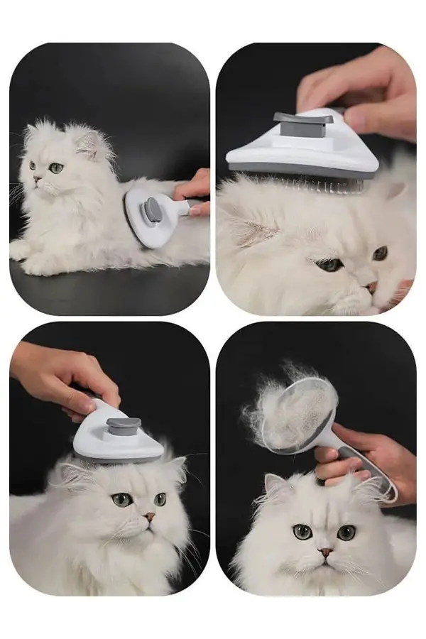 Kedi Fırça Ve Tarağı Otomatik Temizlenen Tuşlu Evcil Hayvan Köpek Kıl Tüy Toplayıcı Pembe Tarak