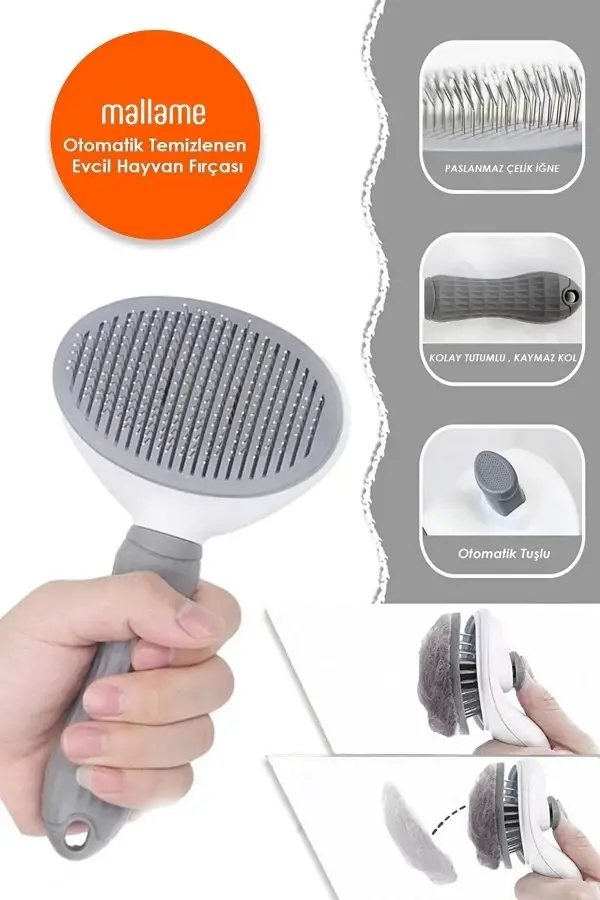 Otomatik Temizlenen Tuşlu Evcil Hayvan Fırçası Kedi Köpek Tarağı Kıl Tüy Toplama Tiftik Masaj Aleti