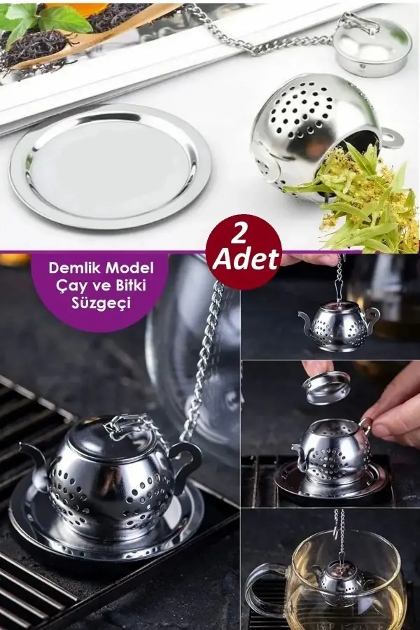 2li Demlik Model Çelik Bitki Çayı Demleme Süzgeci Çay Kahve Demleme