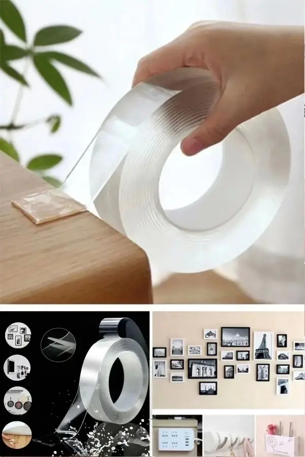 2li Çift Taraflı Nano Bant Süper Güçlü Şeffaf Yapışkanlı Tekrar Kullan Duvar Çerçeve Bandı 1mm-3m Yü