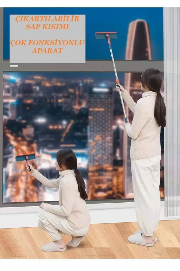 Teloskopik Mikrofiber Sihirli Çift Taraflı Çok Amaçlı Cam Silme Aparatı Pratik Mop Camsil Pratik