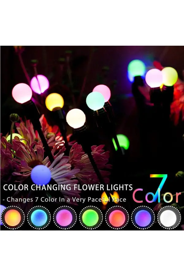 Güneş Enerjili Solar 6 Ledli Renkli Bahçe Balkon Peyzaj Teras Süs Lambası Aydınlatması