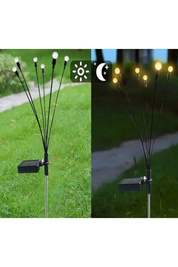 Güneş Enerjili Solar 6 Ledli Bahçe Balkon Peyzaj Teras Süs Lambası Aydınlatması