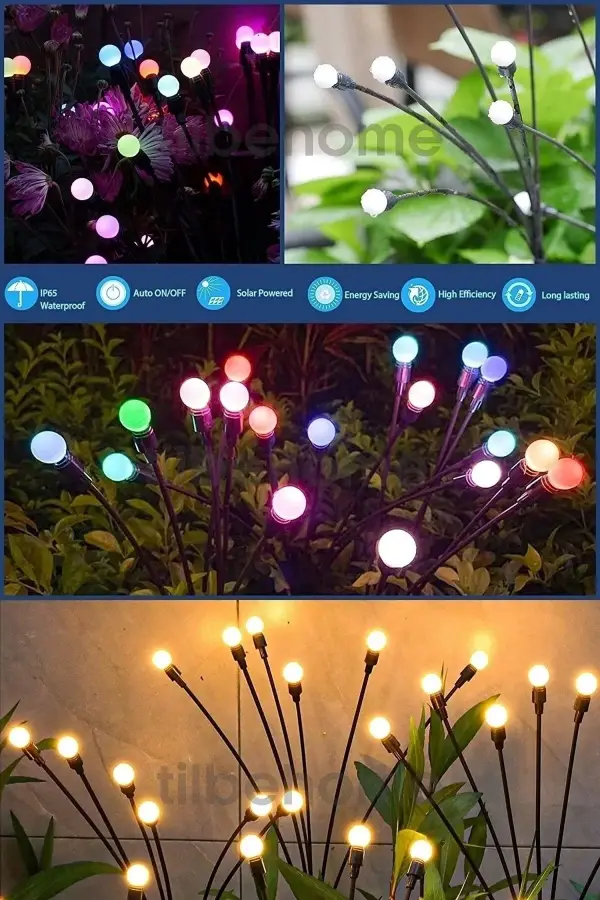 6 Ledli Solar Bahçe Işıkları Renkli Dış Mekan Peyzaj Bahçe Çiti Güneş Enerjili Süs Lambalar