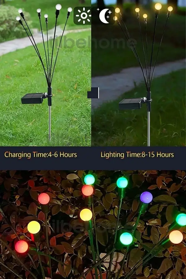 6 Ledli Solar Bahçe Işıkları Renkli Dış Mekan Peyzaj Bahçe Çiti Güneş Enerjili Süs Lambalar