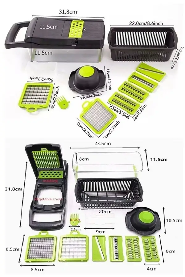 Chopper Küp Rende 13 Parça Hazneli Sebze Doğrayıcı Dicer Dilimleyici