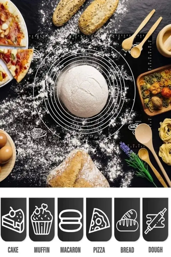 Silikon Hamur Açma Matı Ölçülü Isıya Dayanıklı Hamur Yoğurma Matı Renkli Mutfak Pasta Fırın Altlığı